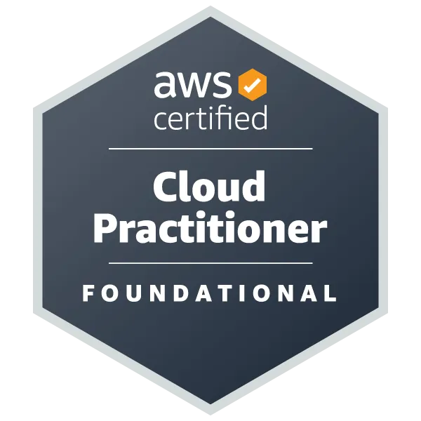 Insignia AWS Certified Cloud Practitioner, emitida por Amazon Web Services Training and Certification
