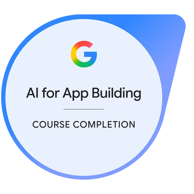 Insignia Google AI for App Building emitida por Coursera