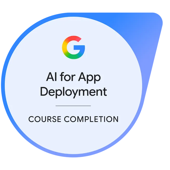 Insignia Google AI for App Deployment emitida por Coursera
