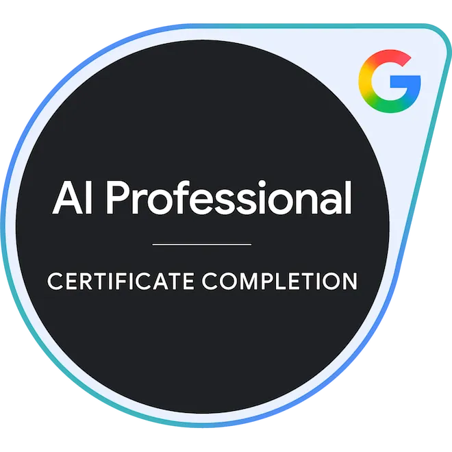 Insignia Google AI Professional Certificate emitida por Coursera